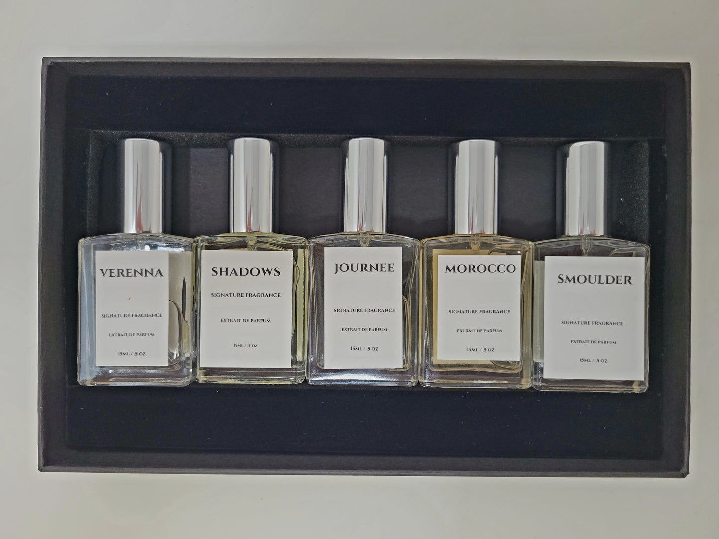 Set of 5 Signature Scents - 15ml spray bottles - Extrait De Parfum