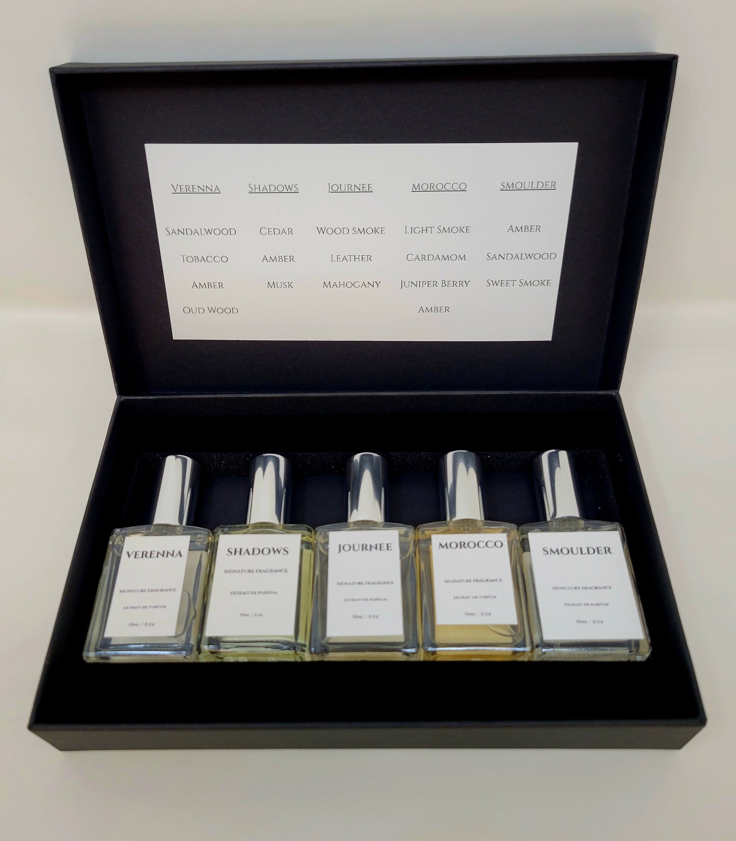 Set of 5 Signature Scents - 15ml spray bottles - Extrait De Parfum
